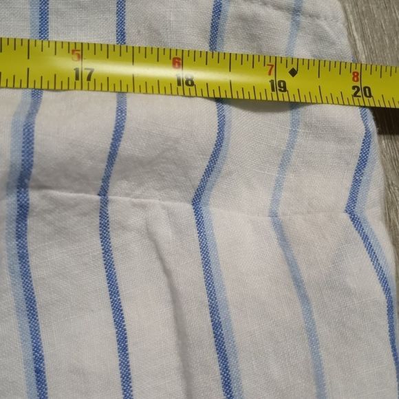 J.Jill Linen Maxi Dress Tiered Steipe White/Blue Size Medium Petite - Picture 9 of 11